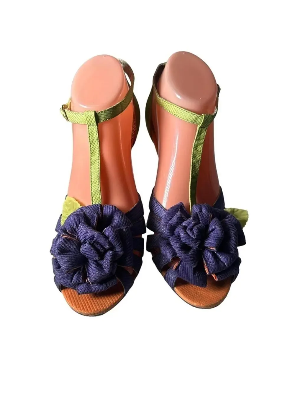 Poetic License London Floral T-Strap Colorblock Heels